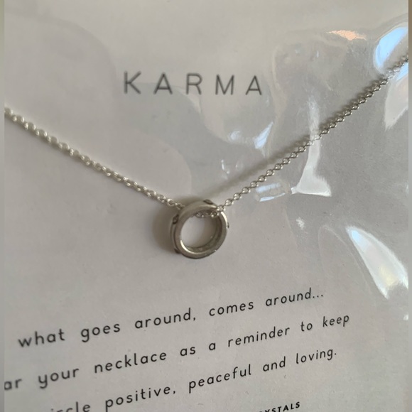 Sterling silver necklace with crystal circle pendant - Picture 2 of 2